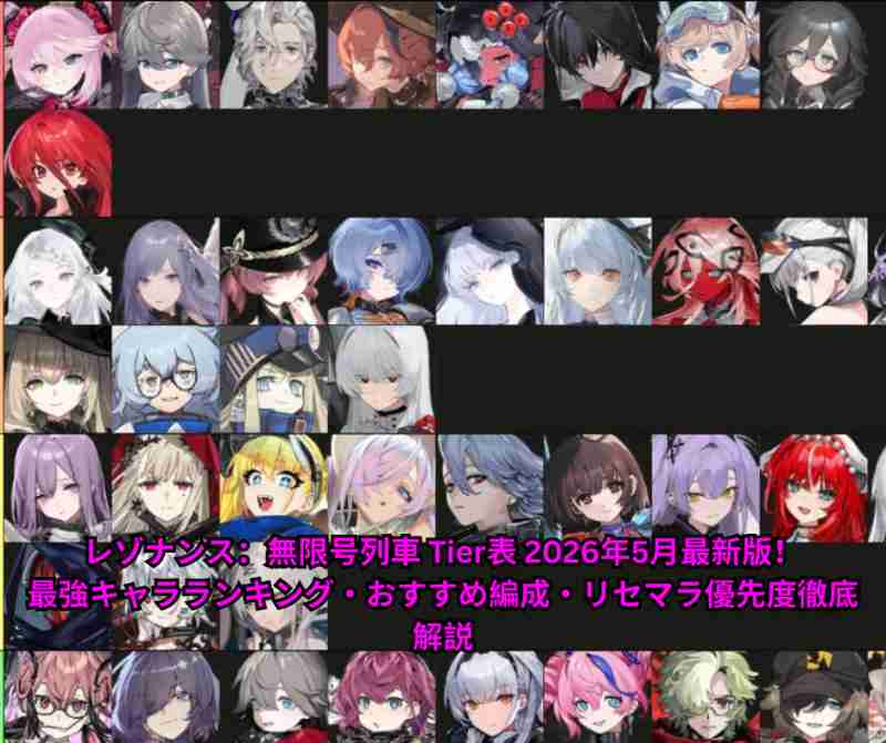レゾナンス：無限号列車 Tier表 2026年5月最新版！最強キャラランキング・おすすめ編成・リセマラ優先度徹底解説
