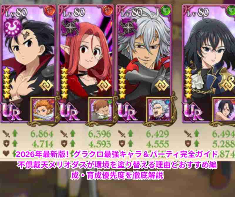 2026年最新版！グラクロ最強キャラ＆パーティ完全ガイド｜不倶戴天メリオダスが環境を塗り替える理由とおすすめ編成・育成優先度を徹底解説